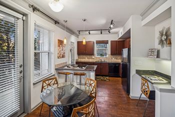 Wood-style flooring in living space
